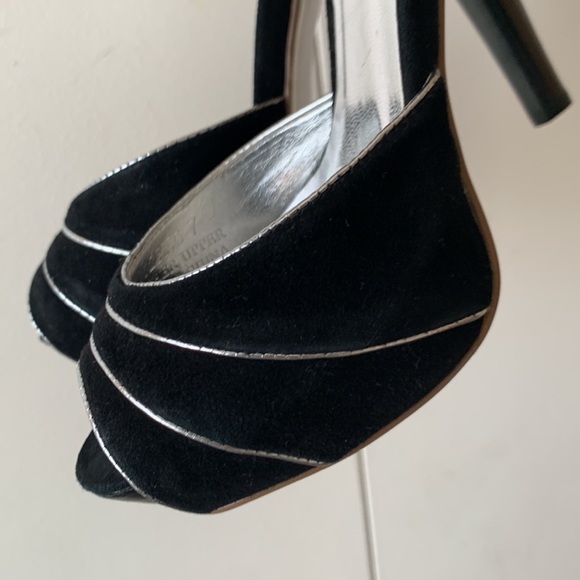 Arden B heels silver and black formal/cocktail/night out/party heels/leather - Picture 10 of 10